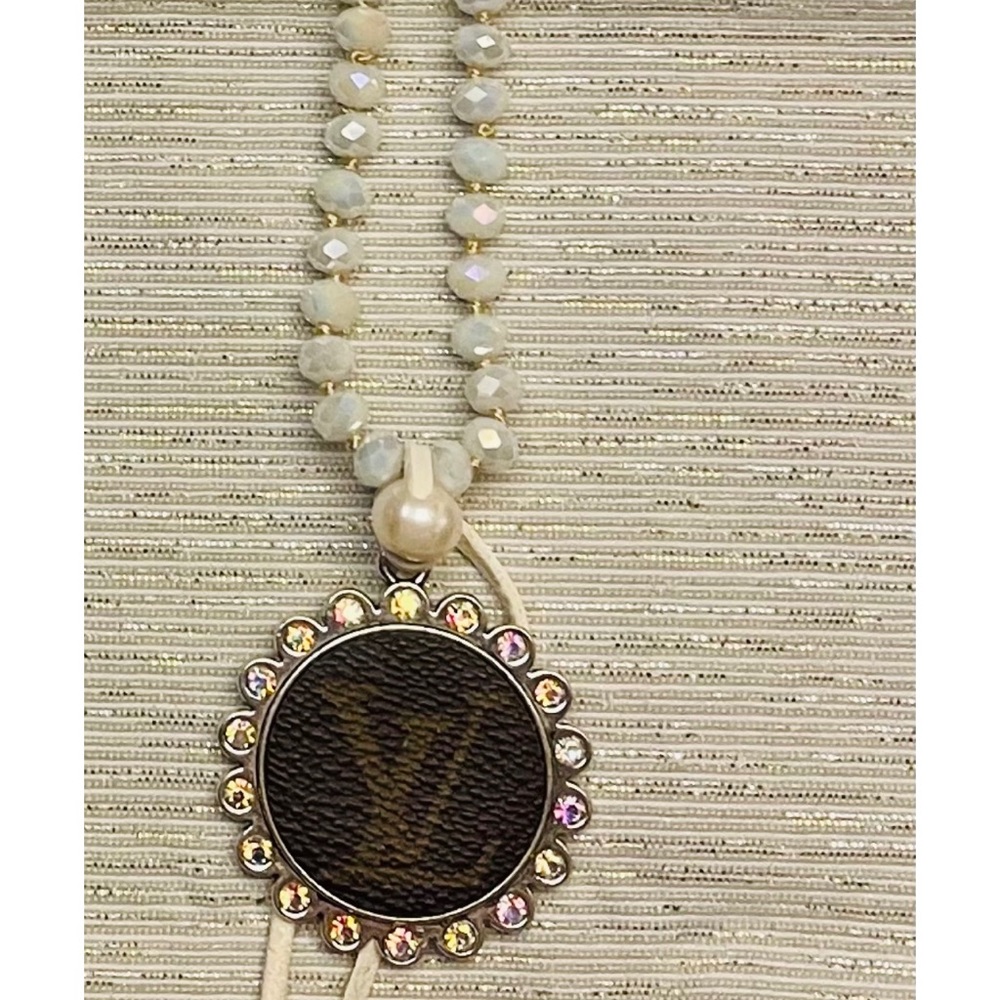 White Upcycled LV Keep it Gypsy necklace